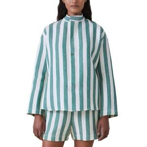 NWT Attersee The Pop-Over Shirt | Green - Stripe / SMALL